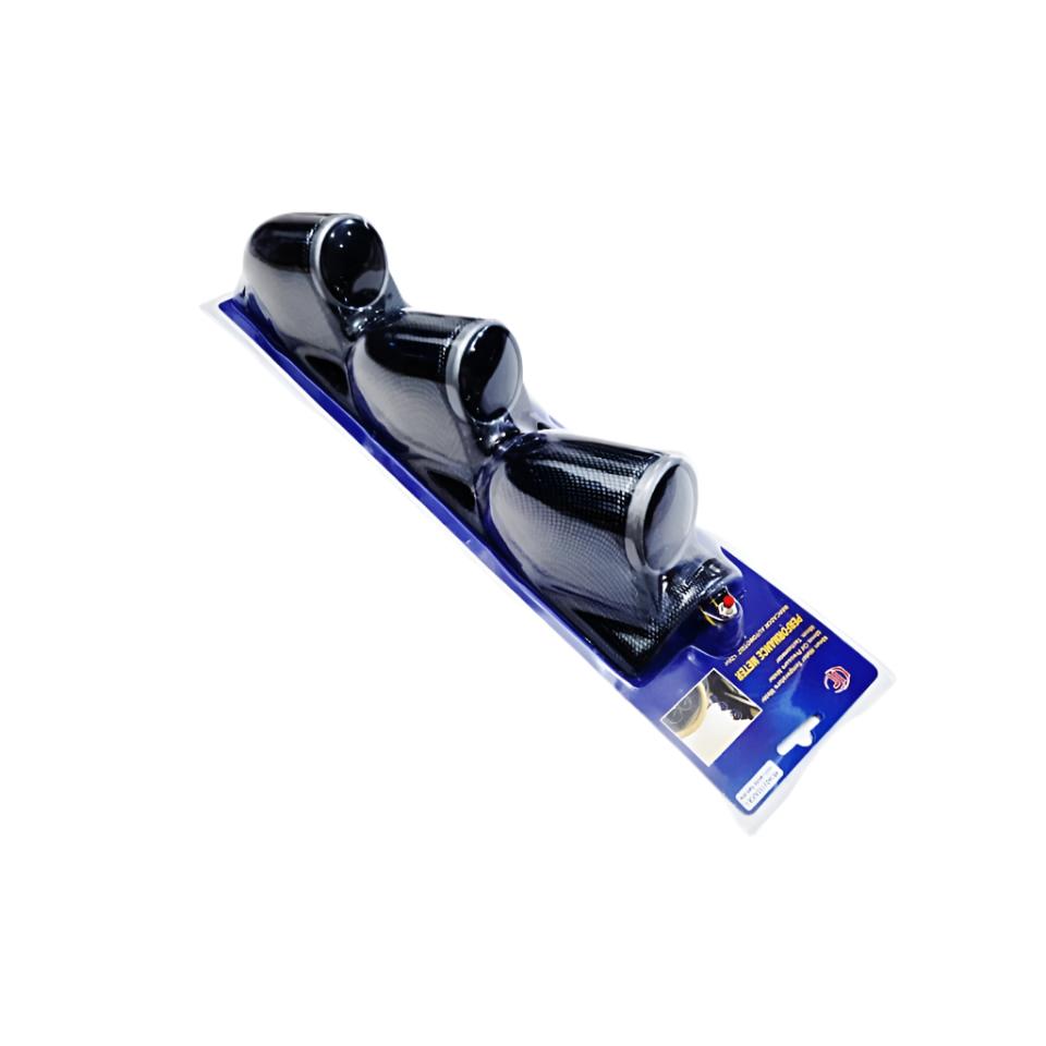 Car 12V 3in1 Carbon Fiber HKS Triple Pillar Gauge Meter Volt & Water Temp & RPM For Car 1 Pc