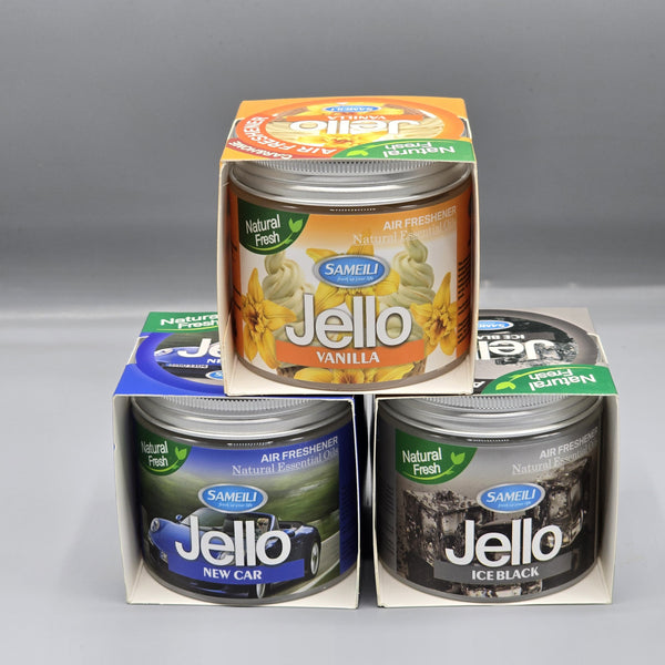 Pack Of 3 Jello Air Freshener 3 Flavor Black Ice, New Car & Vanilla Perfume For Car