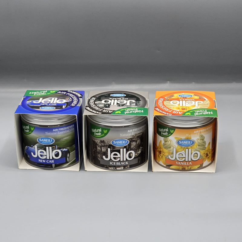 Pack Of 3 Jello Air Freshener 3 Flavor Black Ice, New Car & Vanilla Perfume For Car