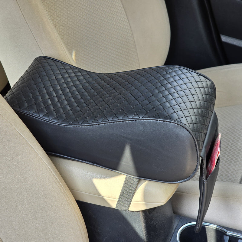 Universal Car Arm Rest Cushion Memory Foam PU Leather Armrest Seat Box Cover Protector 1 Pc(Black)