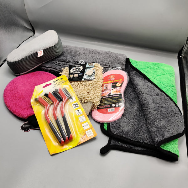 9 in 1 Car Detailing Kit With Gloves Microfibers And  Brushes For All Cars