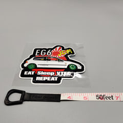 Premium Quality Custom Sticker Sheet For Car & Bike Embossed Style Eat Sleep VTEC Repeat