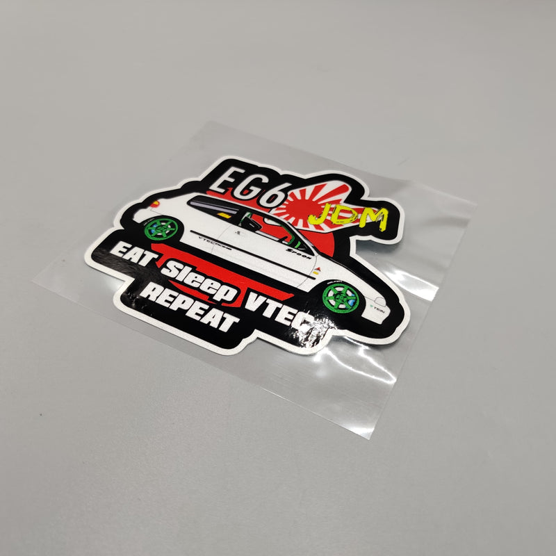 Premium Quality Custom Sticker Sheet For Car & Bike Embossed Style Eat Sleep VTEC Repeat