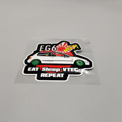 Premium Quality Custom Sticker Sheet For Car & Bike Embossed Style Eat Sleep VTEC Repeat