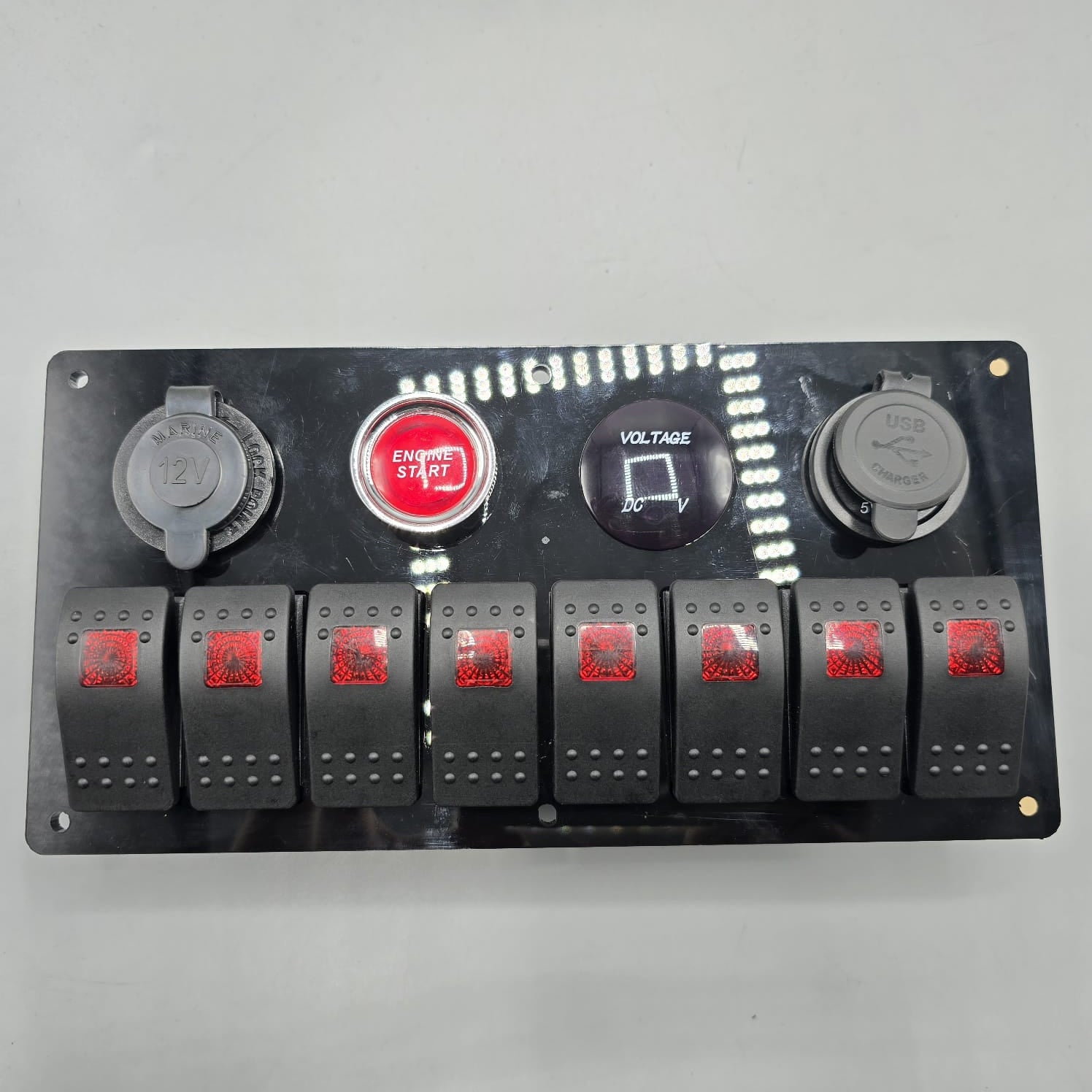 Universal 9-inch Switch Panel With On/Off Rocker Light Switches +12V P ...