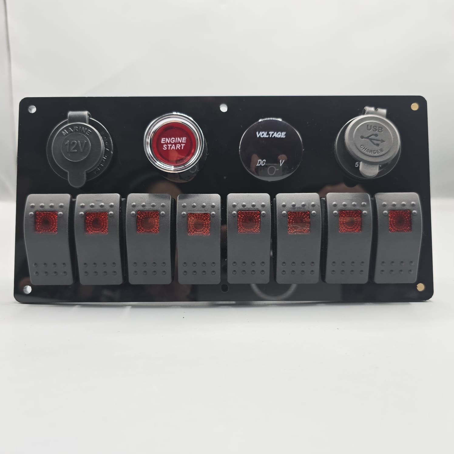 Universal 9-inch Switch Panel With On/Off Rocker Light Switches +12V P ...