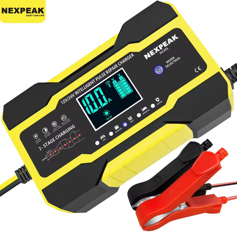 Universal 12V/10A AC To DC Car Trickle Charger With LCD Display Pulse Repair Charger 1 Pc