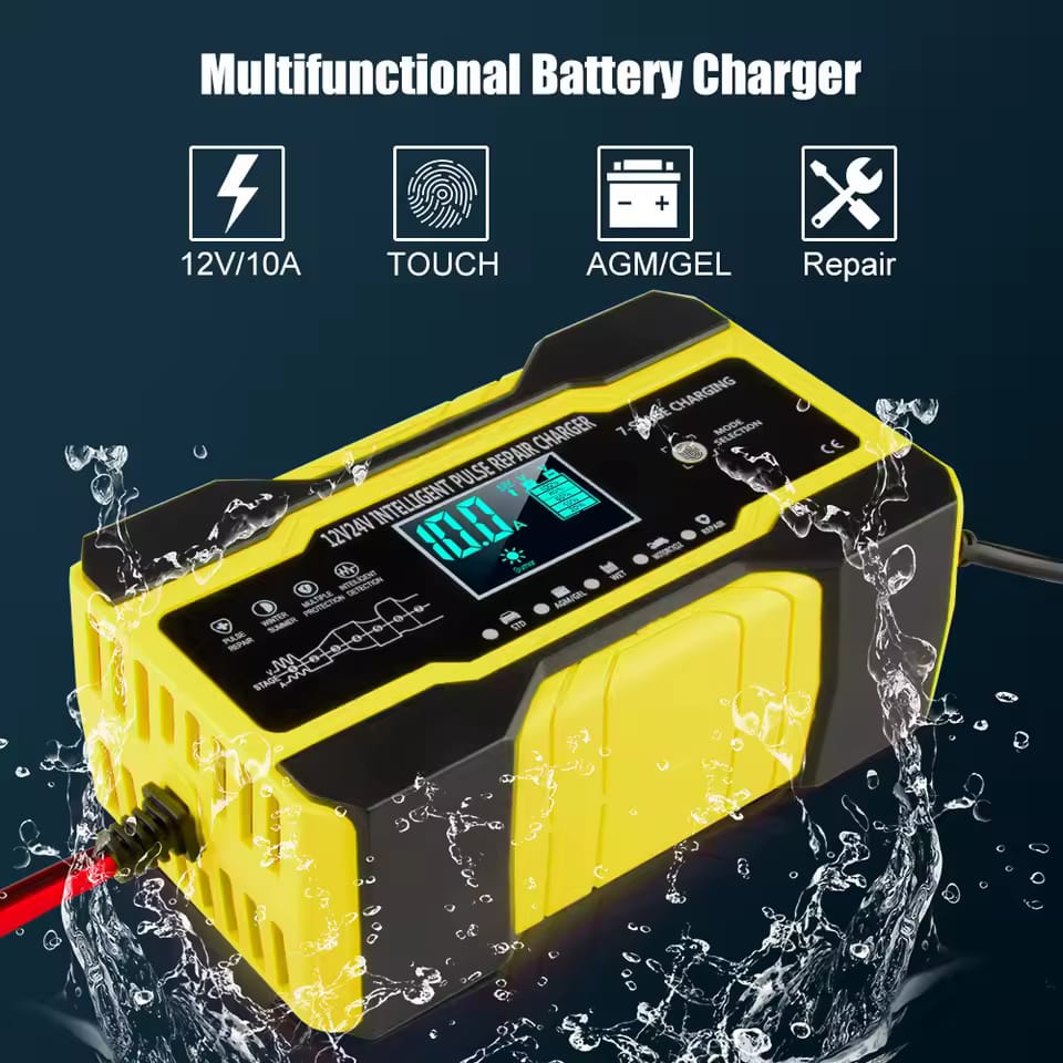 Universal 12V/10A AC To DC Car Trickle Charger With LCD Display Pulse Repair Charger 1 Pc