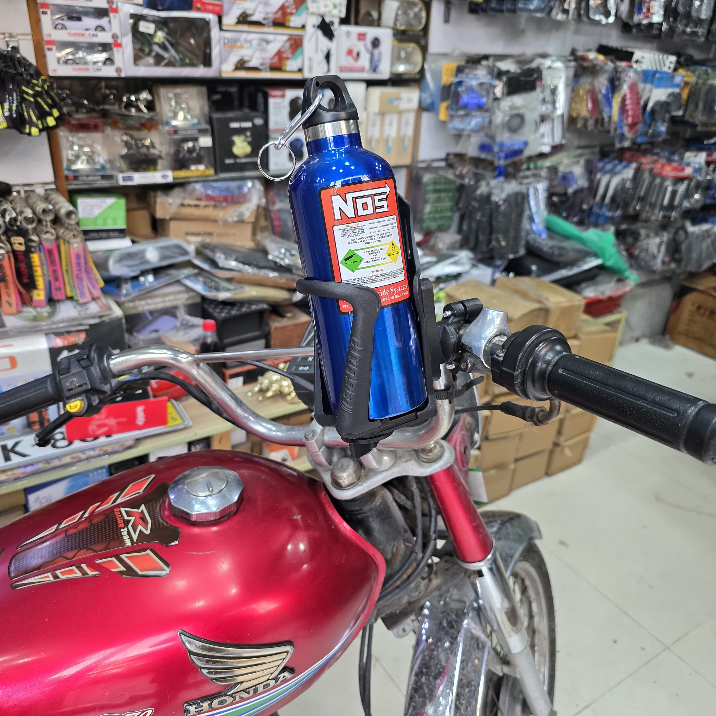 D-11 BSDDP Bike 2 in 1  Water Bottle Holder in ABS Material for Handlebar With Thermos Metal Water Bottle (Blue)
