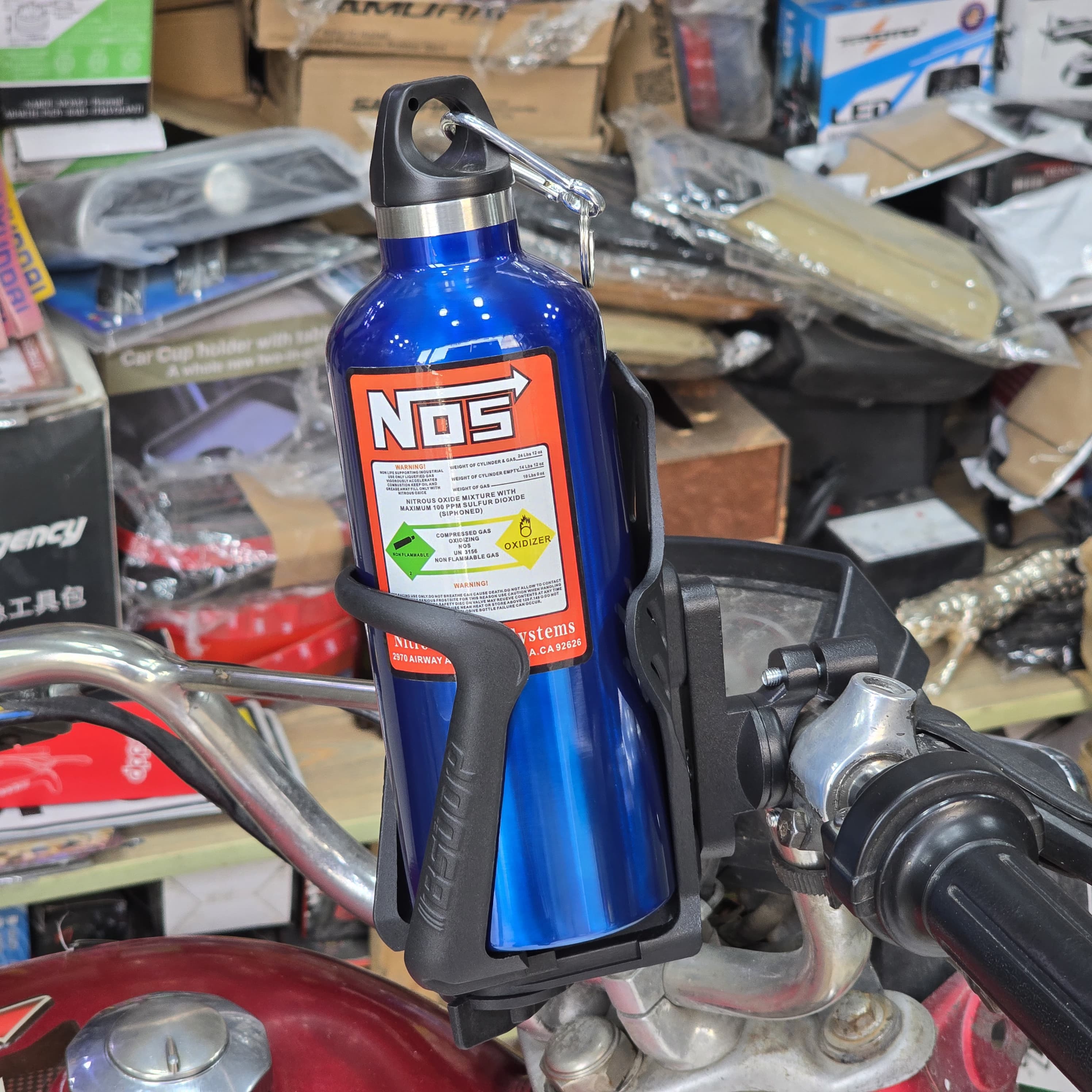 D-11 BSDDP Bike 2 in 1  Water Bottle Holder in ABS Material for Handlebar With Thermos Metal Water Bottle (Blue)