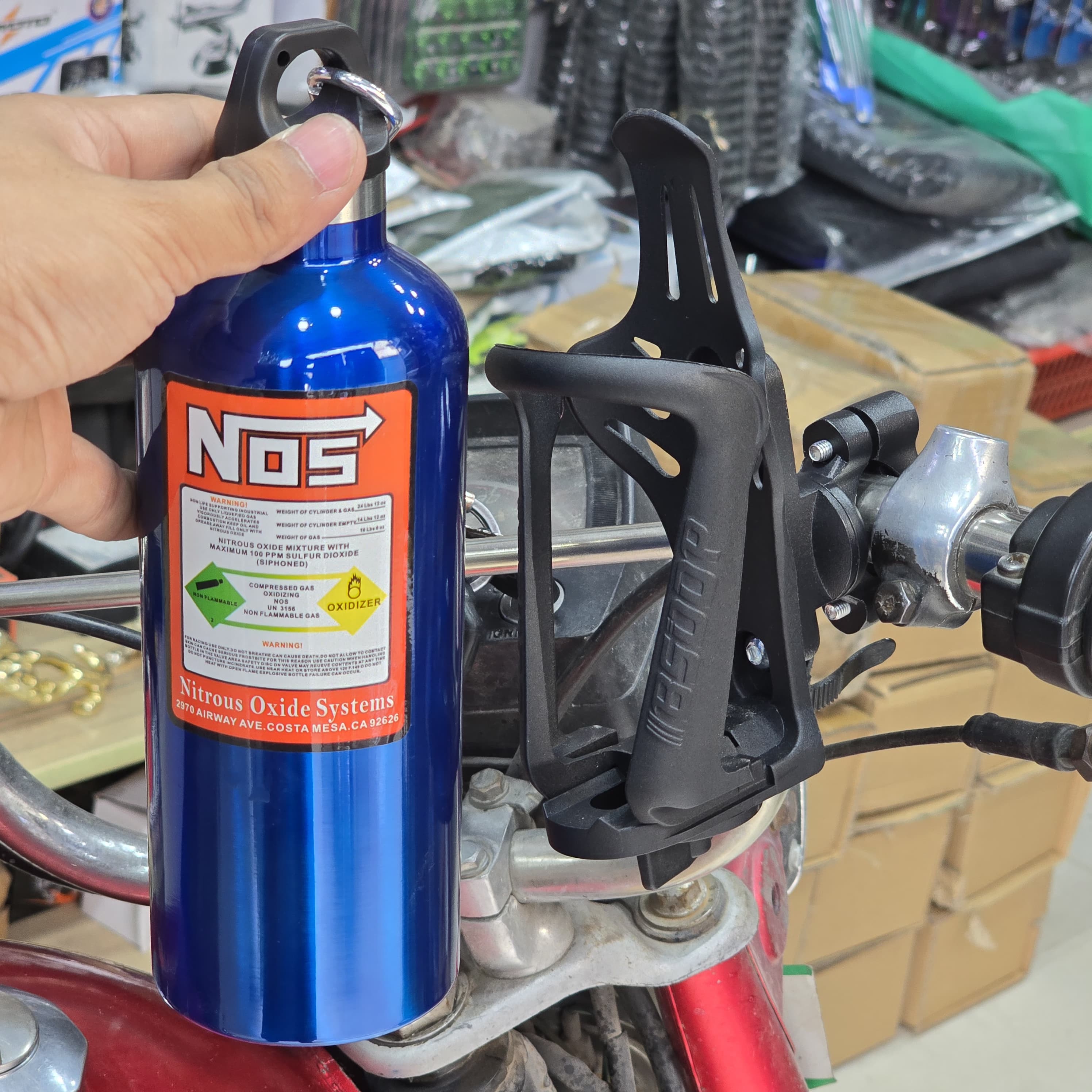 D-11 BSDDP Bike 2 in 1  Water Bottle Holder in ABS Material for Handlebar With Thermos Metal Water Bottle (Blue)