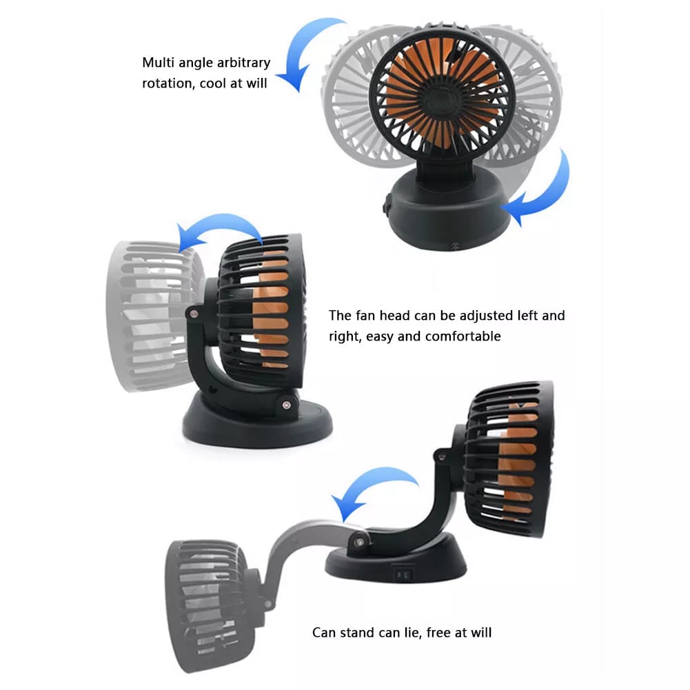 Portable USB Fan 360° Single Head Rotating With Adjustable 180° Up Down For Desktop/ Car / Truck Van 5 Inch Size 1 Pc