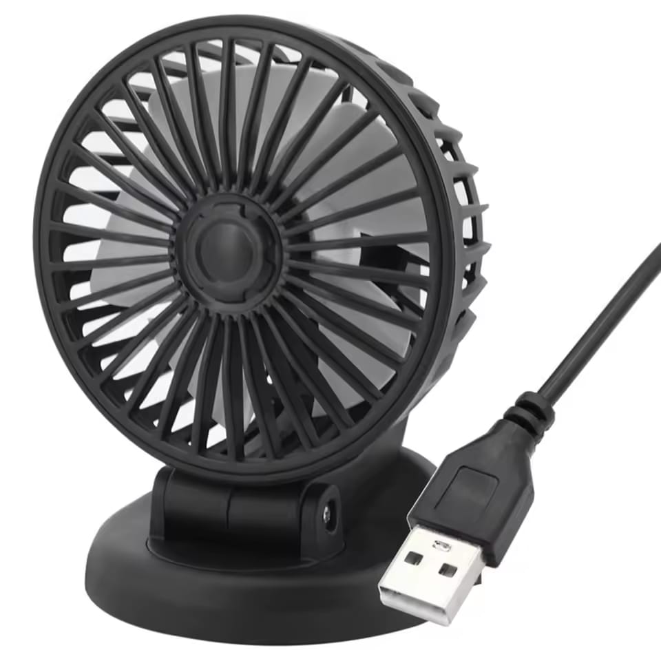 Portable USB Fan 360° Single Head Rotating With Adjustable 180° Up Down For Desktop/ Car / Truck Van 5 Inch Size 1 Pc