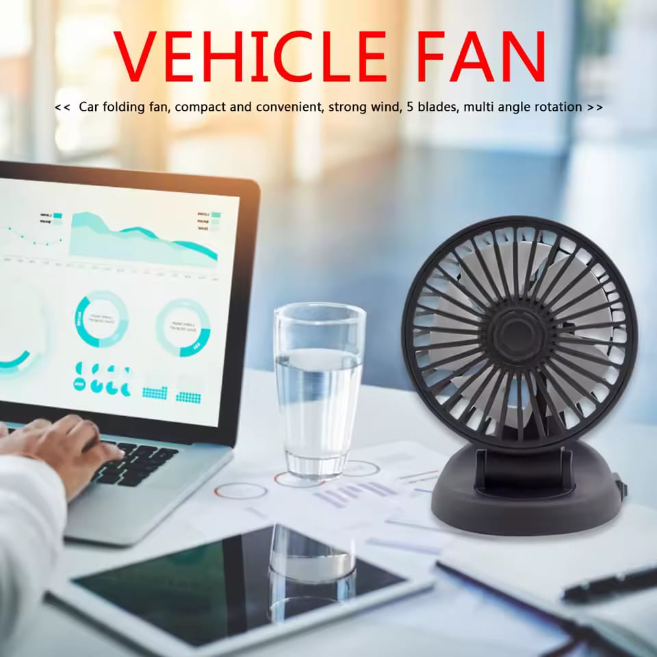 Portable USB Fan 360° Single Head Rotating With Adjustable 180° Up Down For Desktop/ Car / Truck Van 5 Inch Size 1 Pc