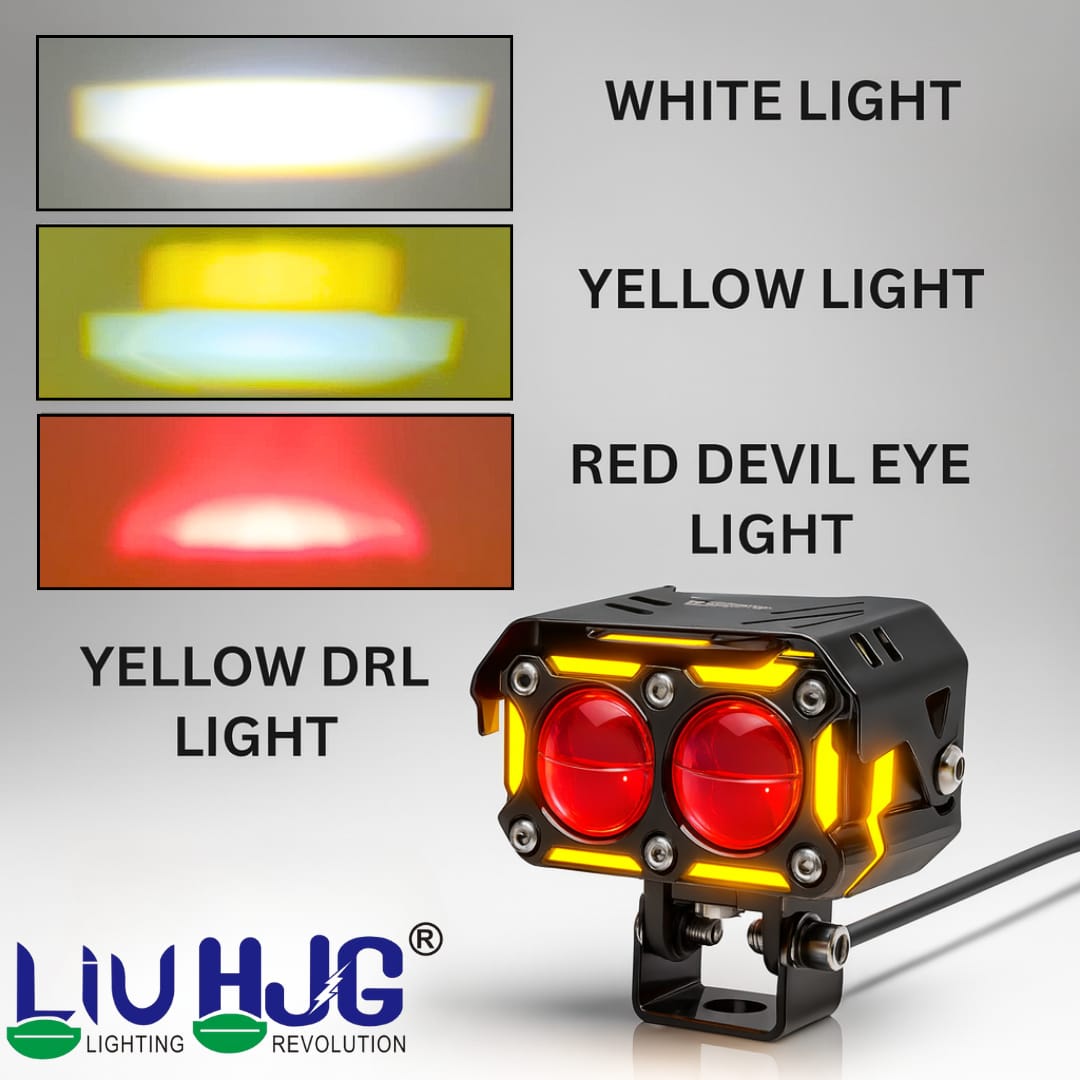 1 Pc Universal HJG H-S77 2 Lens Waymaker Pro 60W Foglight White/Yellow Spot