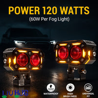 1 Pc Universal HJG H-S77 2 Lens Waymaker Pro 60W Foglight White/Yellow Spot
