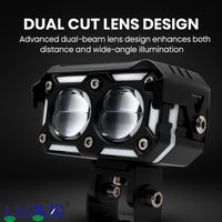 1 Pc Universal HJG H-S77 2 Lens Waymaker Pro 60W Foglight White/Yellow Spot