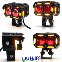 1 Pc Universal HJG H-S77 2 Lens Waymaker Pro 60W Foglight White/Yellow Spot