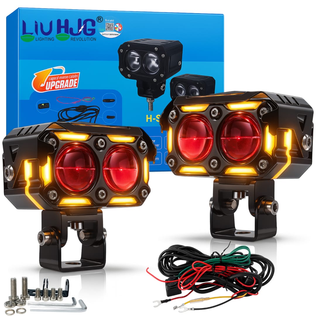 2 Pcs Set Universal HJG H-S77 2 Lens Waymaker Pro 120W Foglight White/Yellow Spot
