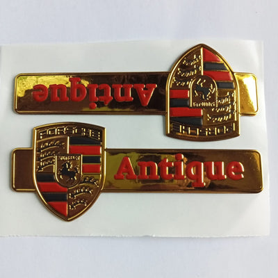 1 Pc Universal Porsche Antique Metal Golden Emblem Logo In Premium Quality