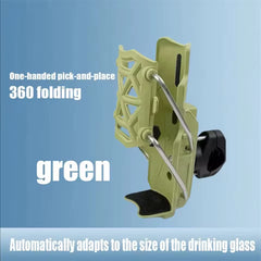 Heavy Duty Clamp On Bottle Holder Beverage Mount For Handlebar Water Bottles For Bike(Green)