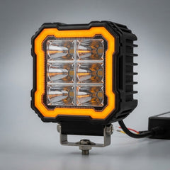 Universal 6-LED Square Floodlight With Amber DRL Frame For Motorcycle & Off Road Vehicles