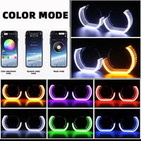 Universal Angel Eye Crystal Ring 2.5 Inch APP Control RGB LED for Car Headlight In Premium Quality 2 Pcs Set