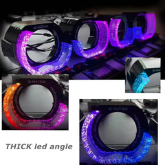 Universal Angel Eye Crystal Ring 2.5 Inch APP Control RGB LED for Car Headlight In Premium Quality 2 Pcs Set
