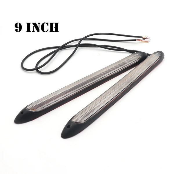 Universal Bumper DRL LED Strip 9-inch Light Daytime Running Turn Signal Lamp 2 Pcs Set