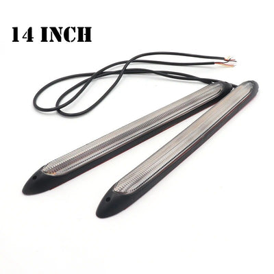 Universal Bumper DRL LED Strip 14-inch Light Daytime Running Turn Signal Lamp 2 Pcs Set