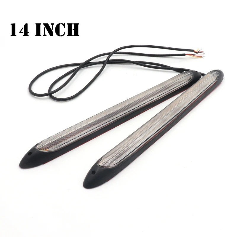 Universal Bumper DRL LED Strip 14-inch Light Daytime Running Turn Signal Lamp 2 Pcs Set