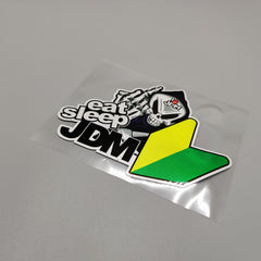 Premium Quality Custom Sticker Sheet For Car & Bike Embossed Style Eat Sleep JDM