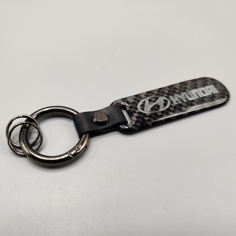 Hyundai Carbon Fiber Keychain With Metal Ring 1 Pc