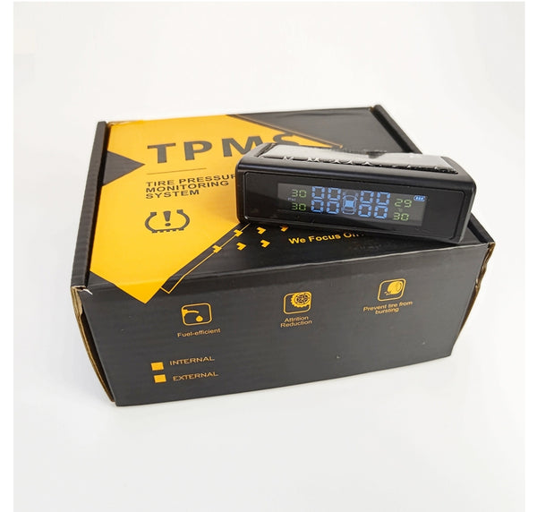 TPMS Tire Pressure Monitoring System With Parking Solar Charging LCD Display Screen Tyre Pressure Sensors 1 Pc