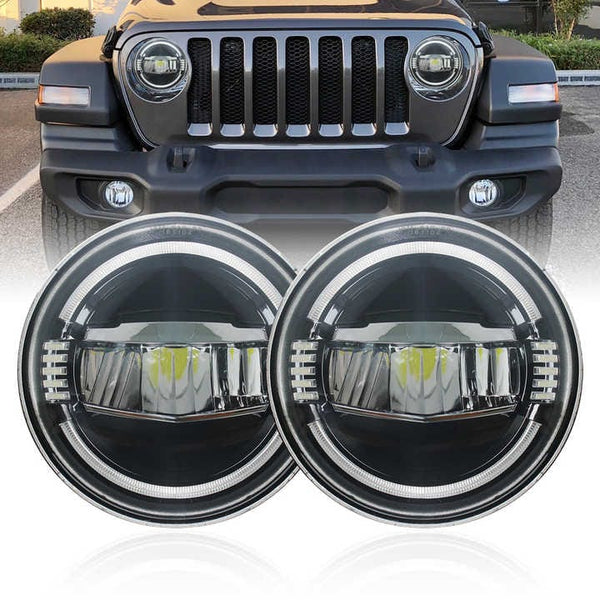 7 Inch Jeep Round Led Headlight Shark Style With Elegent DRL 2 Pcs Set