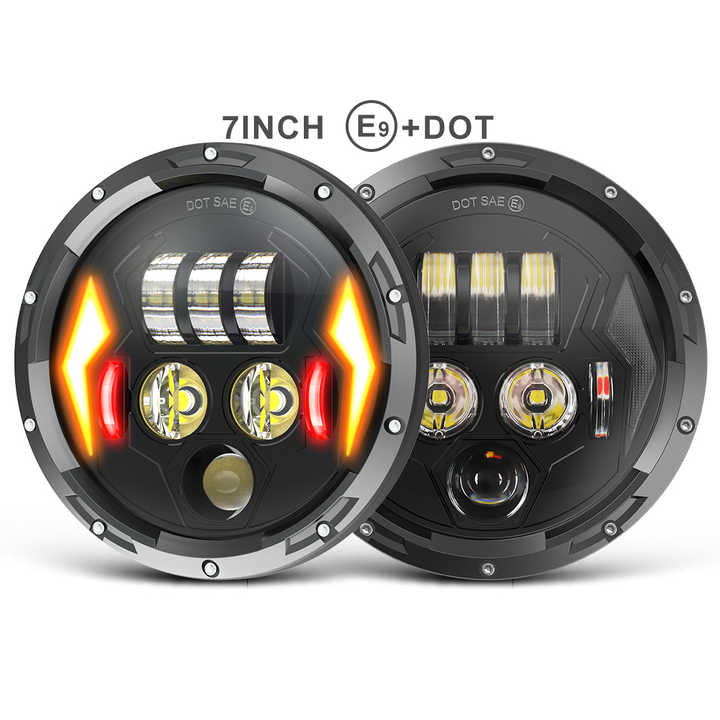 7 Inch Jeep Round Led Headlight Thunder Style With Spark DRL 2 Pcs Set