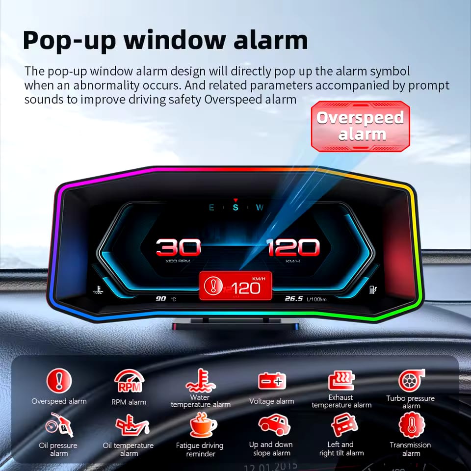 OBD2 HUD Gauge, Auto Smart Gauge 3in Digitale Snelheidsmeter Auto HUD Display OBD2 GPS-modus met Helling Meter Kompas Snelheid Tach Waarschuwing OBD2 HUD Gauge, Auto Smart Gauge 3in Digitale Snelheidsmeter Auto HUD Display OBD2 GPS-modus met Helling Meter Kompas Snelheid Tach Waarschuwing