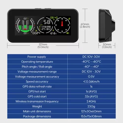 Universal HUD M60 GPS Digital Speedometer with Compass Inclinometer for Off Road Accessories 4x4 On-board Computers 1 Pc
