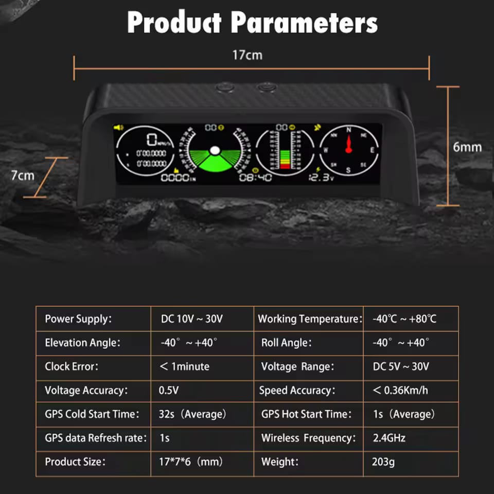 Universal X91 Multi-functional Off-Road Car Slope Meter Compass GPS Speedometer Vehicle Angle Gradient Inclinometer 1 Pc