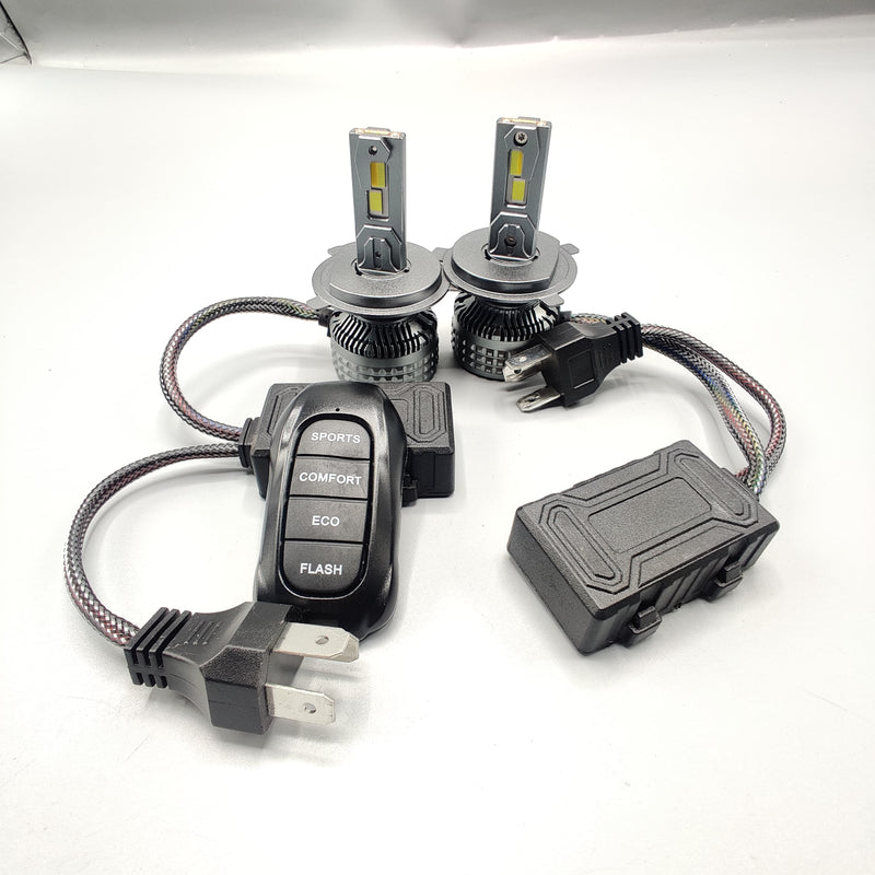 LIUHAWK H4 Dual Color Original 85W LED Light With Flasher And Remote For Car 2 Pcs Set