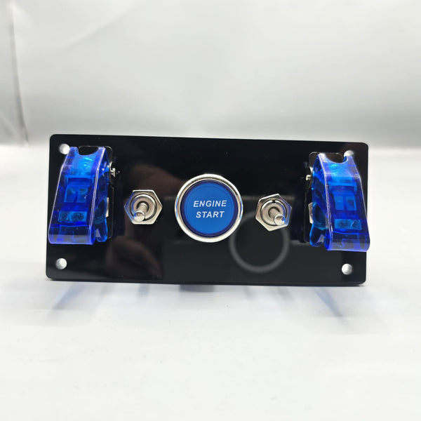 Universal 5-inch Switch Panel With Toggle Switches+On/Off Airplane Switches+ Push Button (Blue)