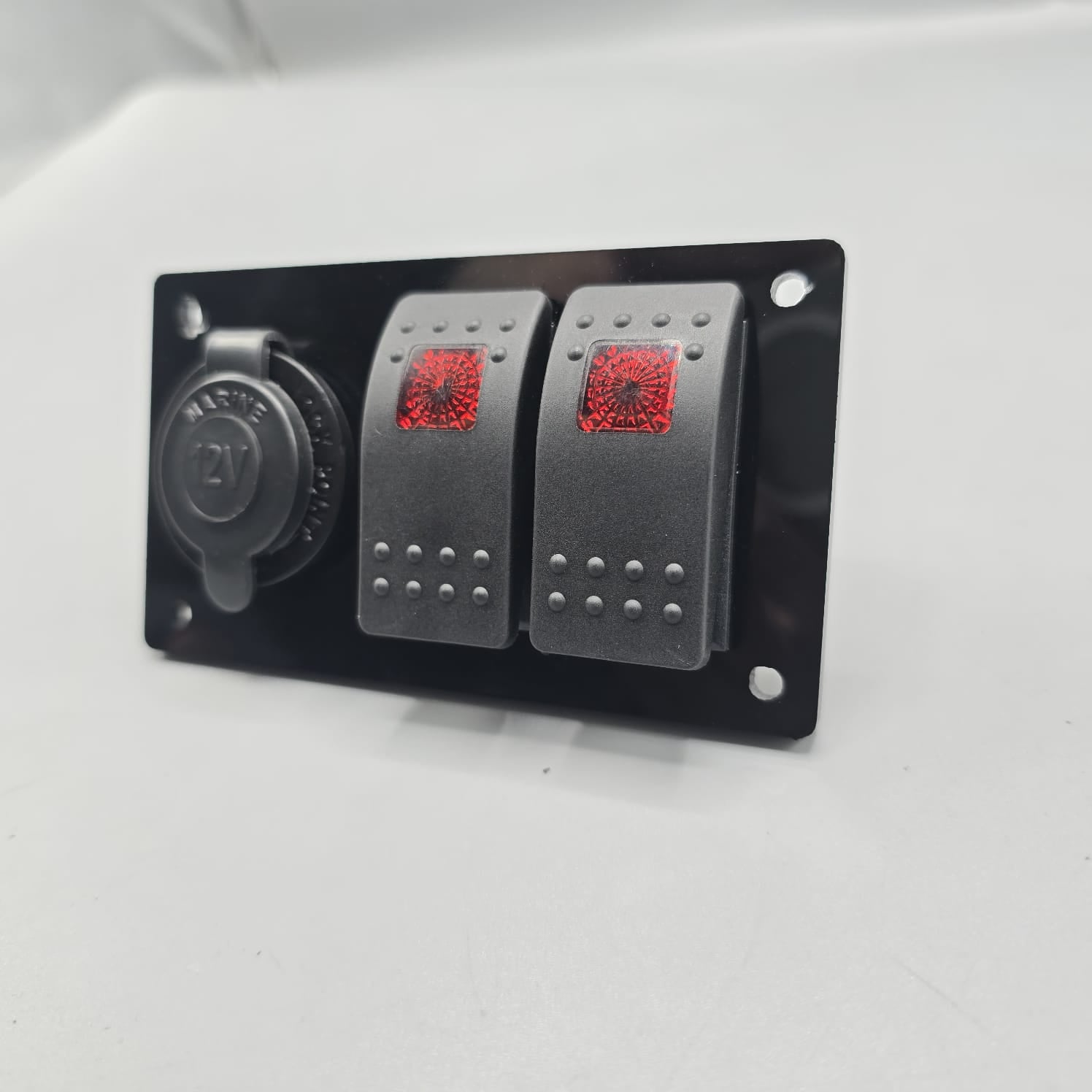 Universal 4-inch Switch Panel With Rocker Switches+12V Power Outlet(Re ...