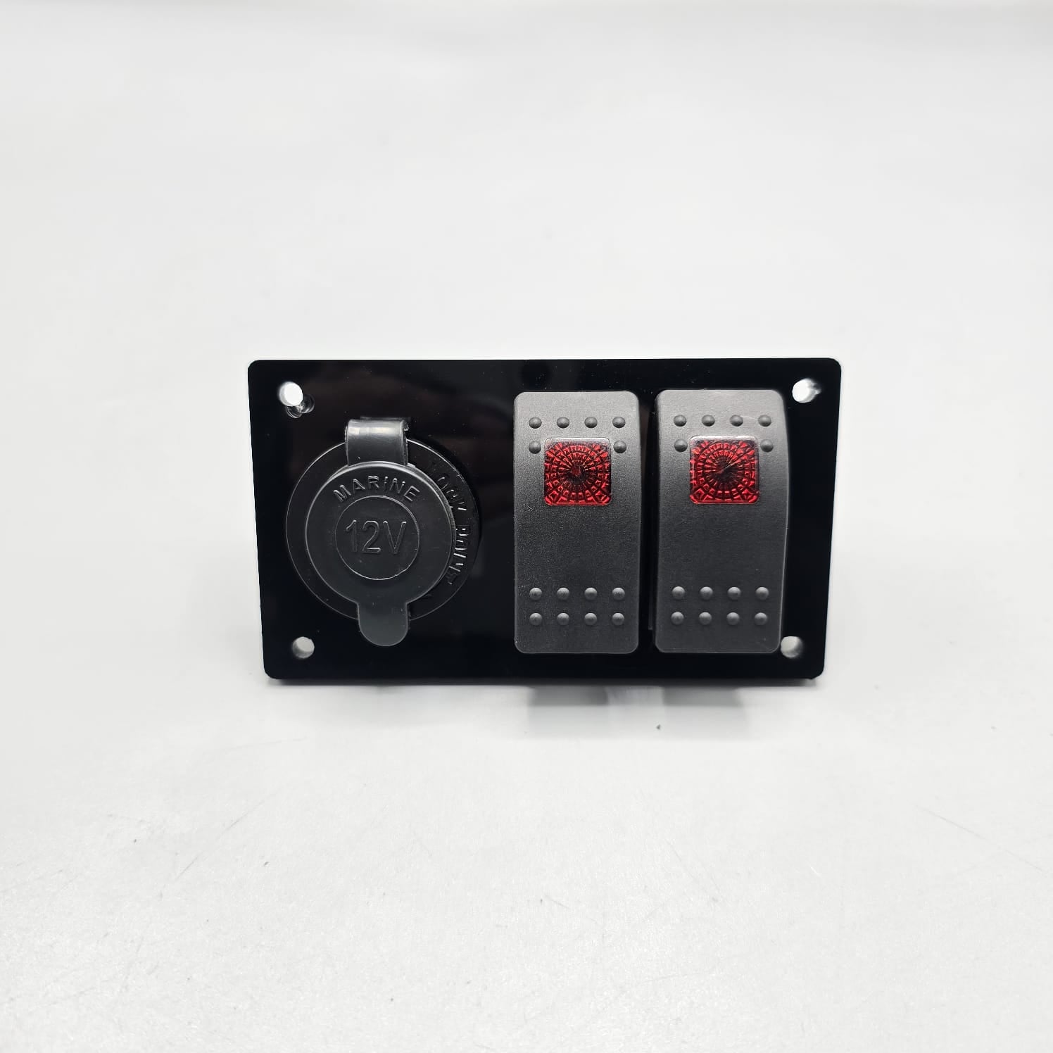 Universal 4-inch Switch Panel With Rocker Switches+12V Power Outlet(Re ...