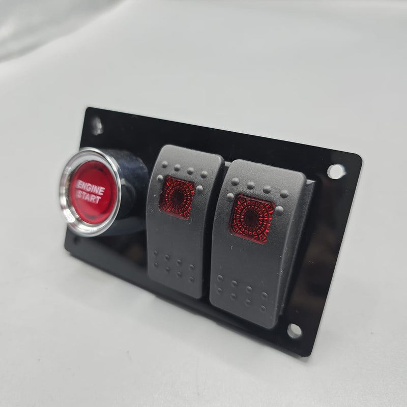 Universal 4-inch Switch Panel With Rocker Switches+Push Start Button (Red)