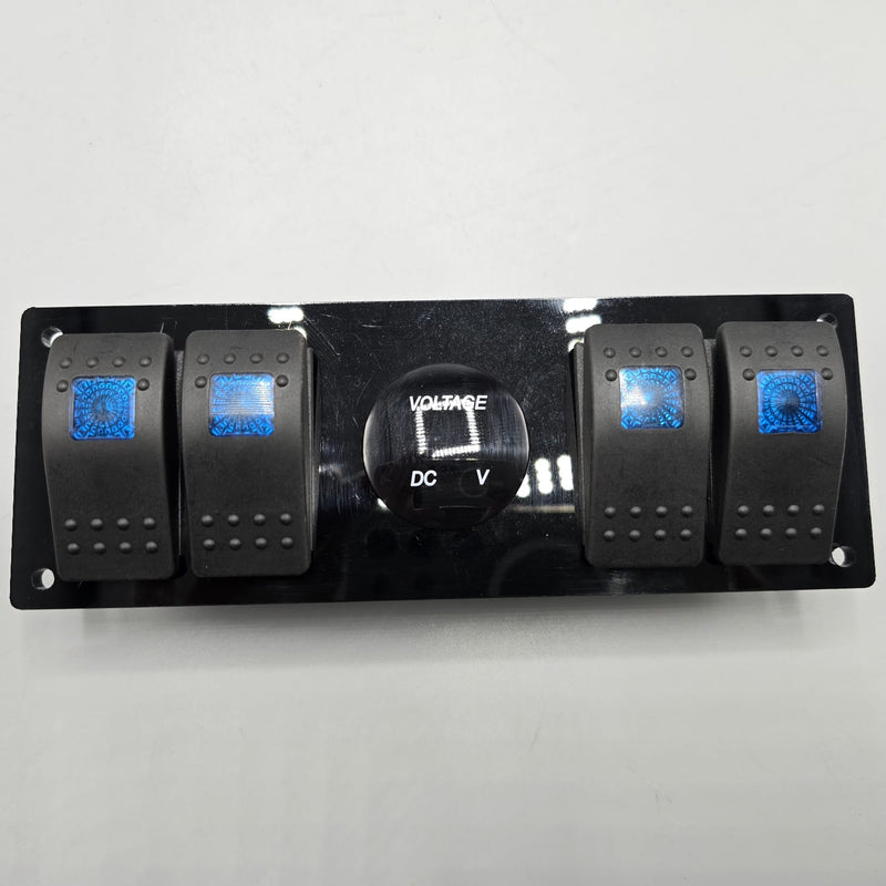 Universal 5-inch Switch Panel With Rocker Switches+Led Voltmeter (Blue)