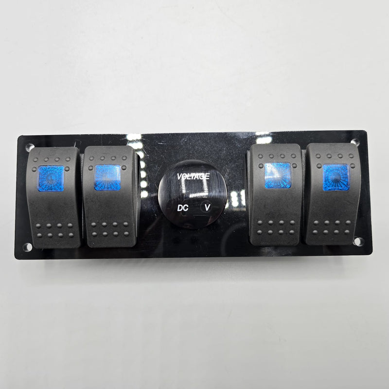 Universal 5-inch Switch Panel With Rocker Switches+Led Voltmeter (Blue)