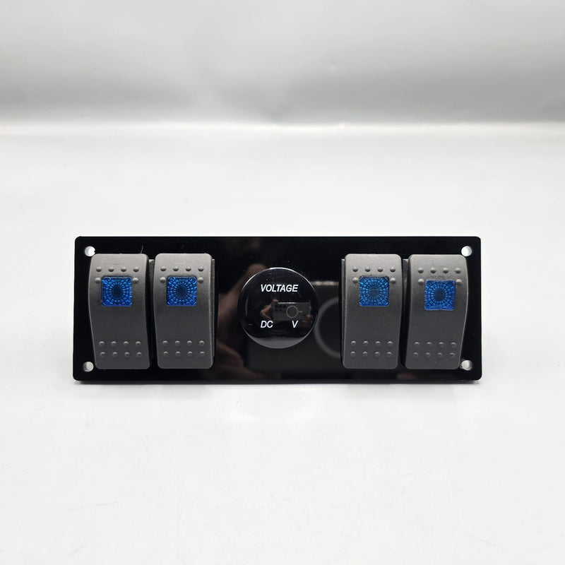 Universal 5-inch Switch Panel With Rocker Switches+Led Voltmeter (Blue)