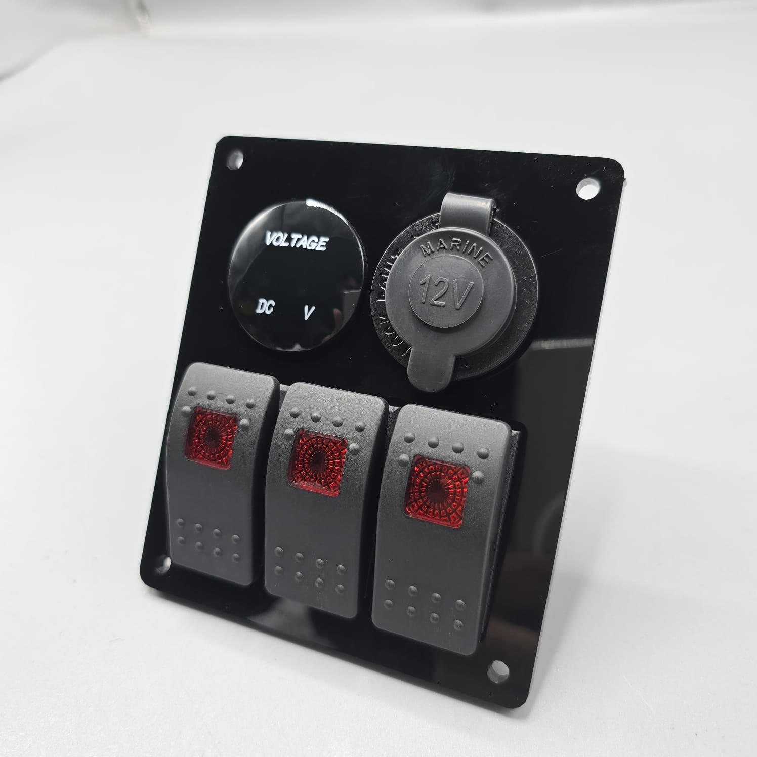 Power Outlet Rocker Universal 4-inch Switch Panel With Rocker Switches +12V Power Outlet ...