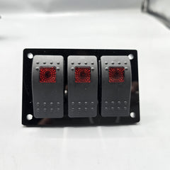 Universal 4-inch Switch Panel 3pcs Rocker Switches 1 Pc (Red)