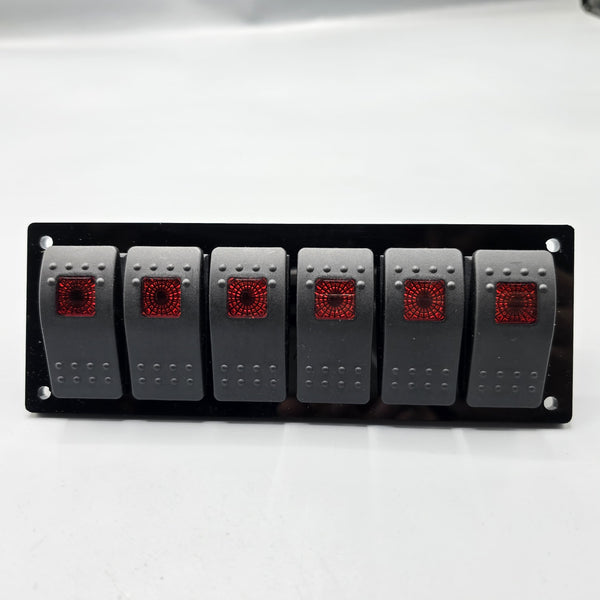 Universal 7-inch Switch Panel 6pcs Rocker Switches 1 Pc (Red)